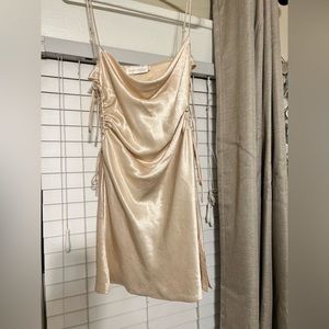 Champagne satin mini dress